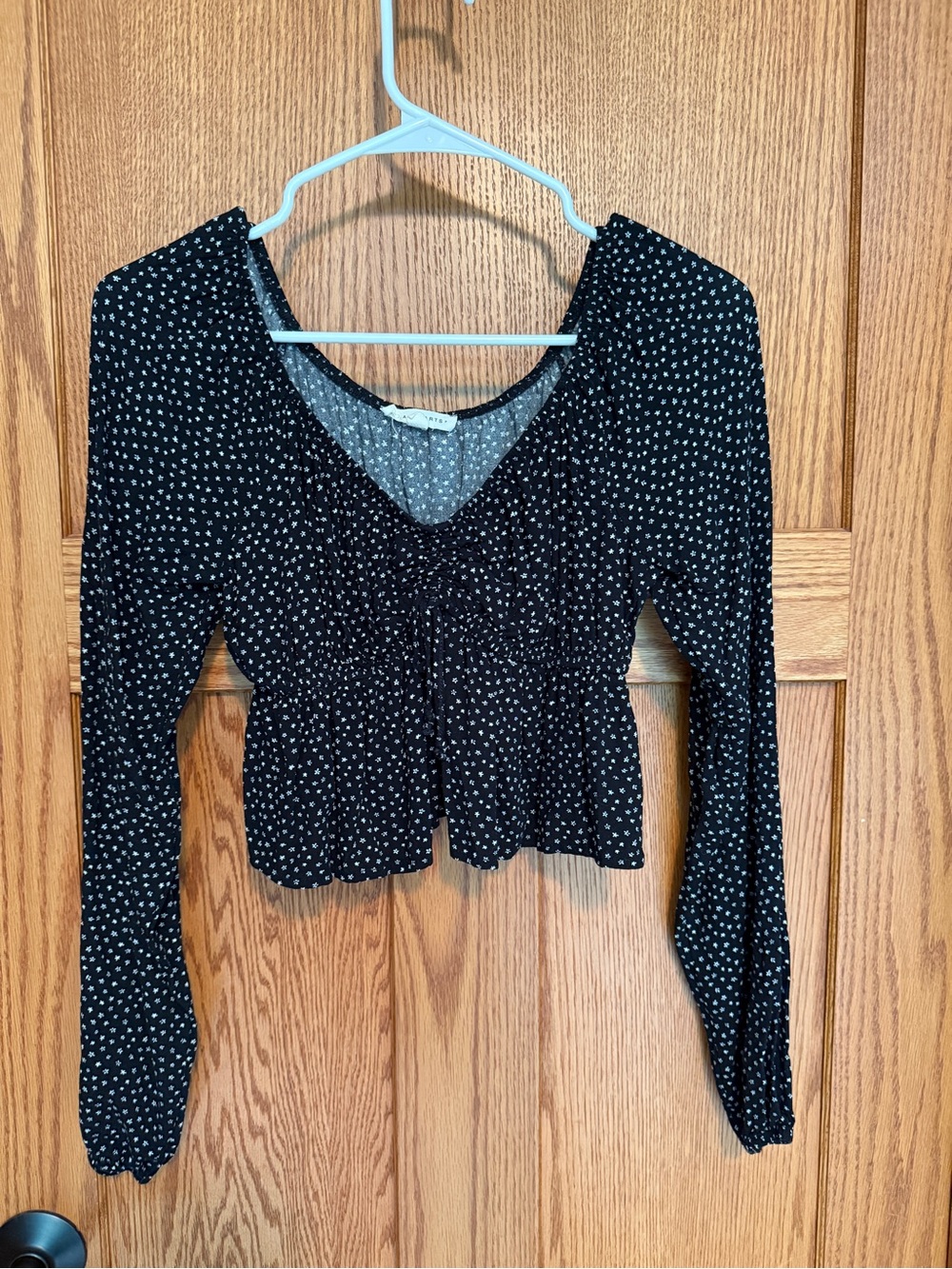 La Hearts Black Long Sleeve top with tiny floral pattern